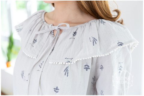 NT1876 Ruffle Cotton Blouse – Grey - Image 2