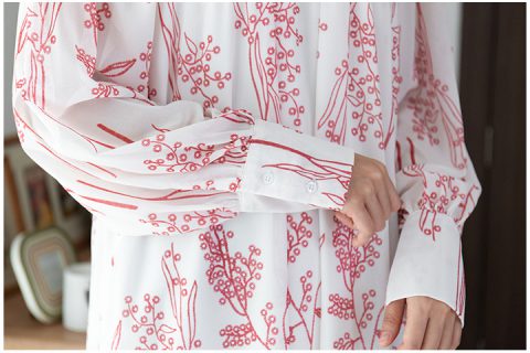 Alternative view of ND244 Gathered Neck Shirt Dress – Off-White