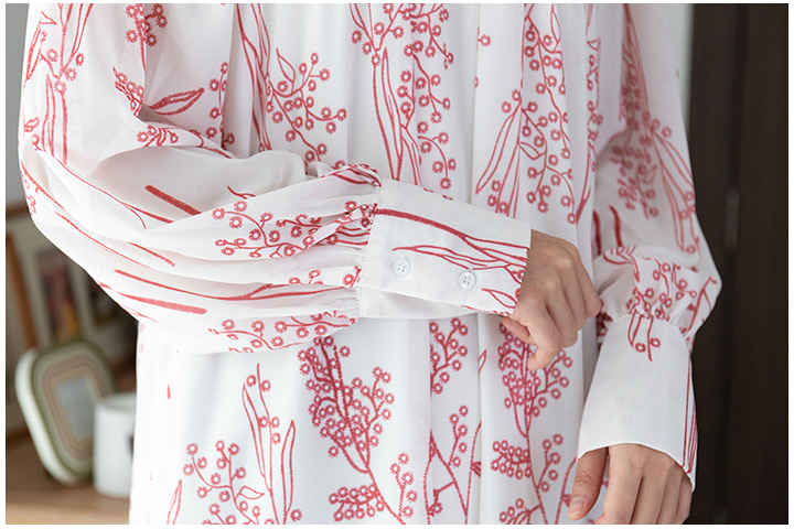 ND244 Gathered Neck Shirt Dress – Off-White - Image 2