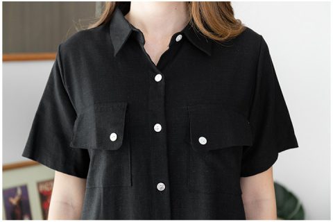 Alternative view of ND266 Pocket Linen Dress – Black