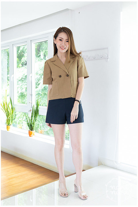 NT1822 Double Pocket Cotton Top – Coffee - Image 4