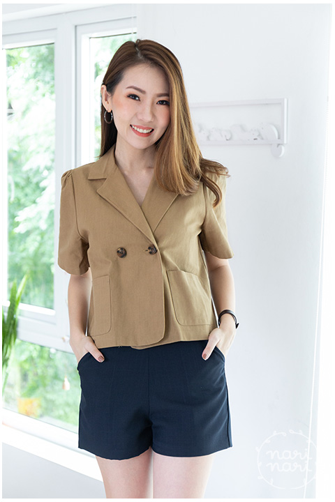 NT1822 Double Pocket Cotton Top – Coffee - Image 5