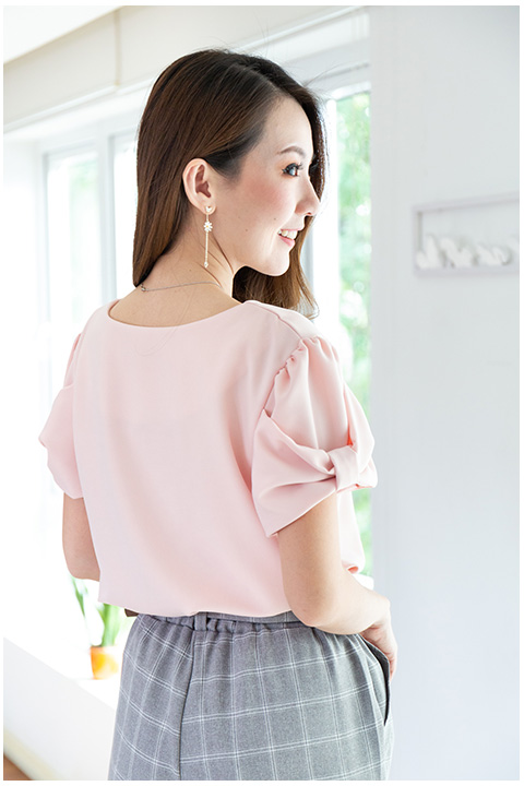 NT1980 Puff Sleeve Candy Blouse – Pink