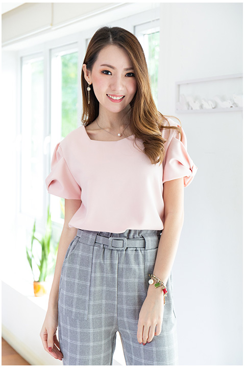 NT1980 Puff Sleeve Candy Blouse – Pink - Image 3