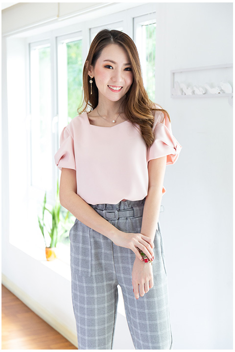 NT1980 Puff Sleeve Candy Blouse – Pink - Image 6