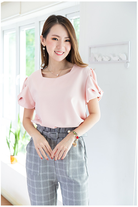 NT1980 Puff Sleeve Candy Blouse – Pink - Image 7