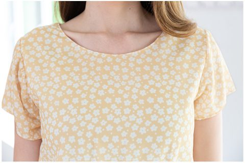 Alternative view of ND265 Plum Flower Dress – Custard Yellow