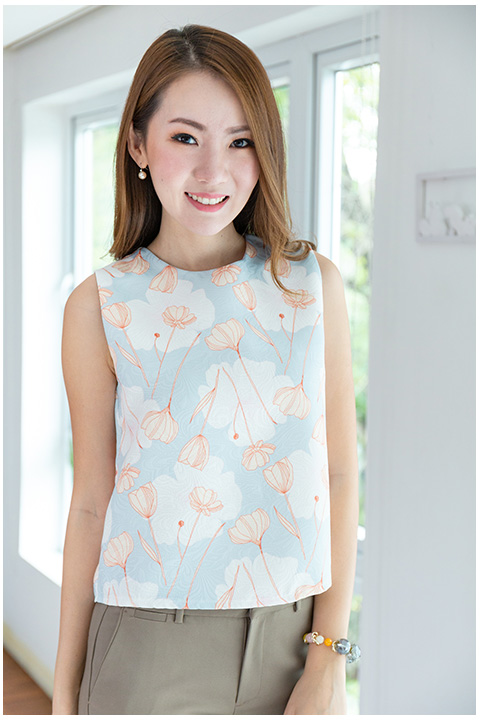 NT2046 Graphic Sleeveless Top – Sky Blue - Image 4