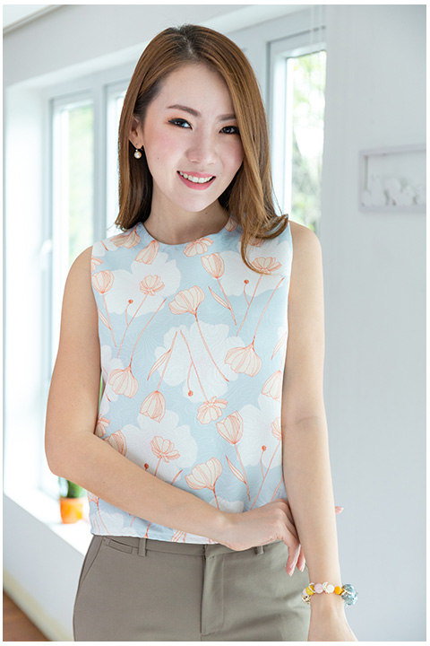 NT2046 Graphic Sleeveless Top – Sky Blue - Image 5