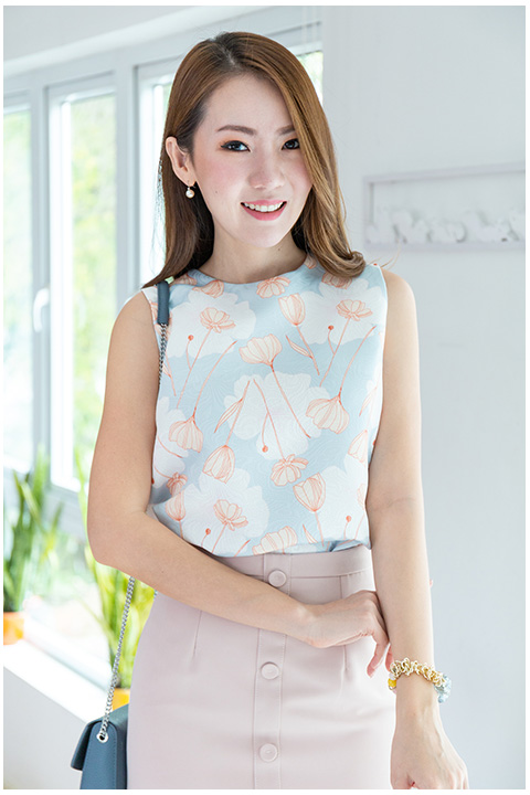 NT2046 Graphic Sleeveless Top – Sky Blue - Image 7