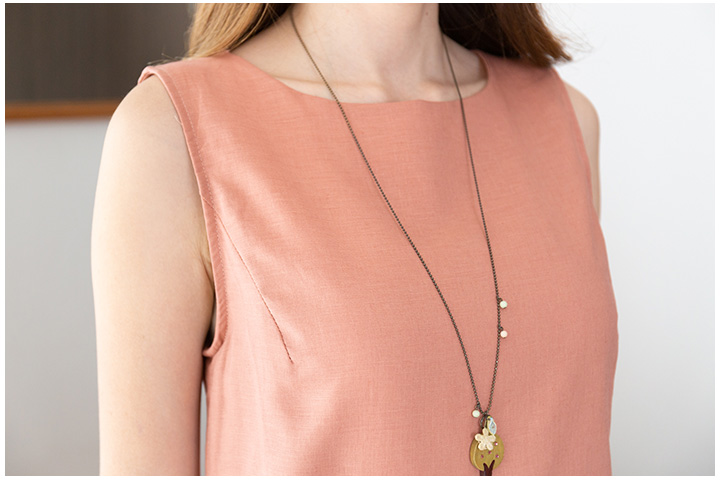 ND268 Side Button Linen Dress – Coral - Image 3