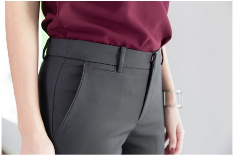 Alternative view of NP039 Piping Classy Trousers – Dark Grey