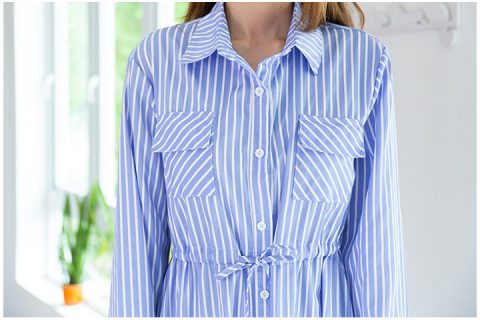 Alternative view of ND278 Drawstring Stripe Dress – Periwinkle Blue