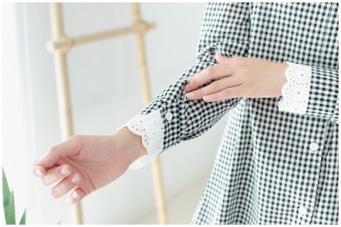 Alternative view of ND170 Frilled Hem Checkered Dress - Black
