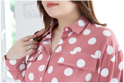 Alternative view of NT2122 Polka Dot Long Sleeve Shirt – Pink