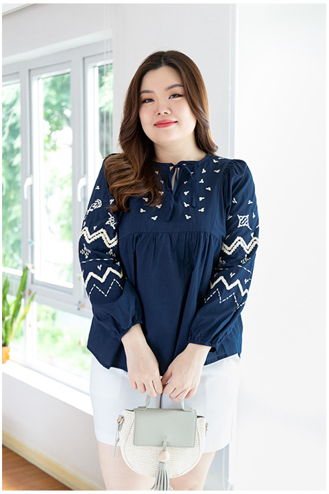 NT1984 Boho Tunic Top – Navy Blue
