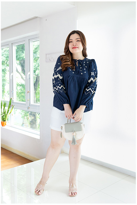 NT1984 Boho Tunic Top – Navy Blue - Image 4