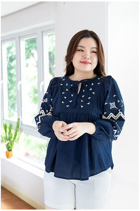 NT1984 Boho Tunic Top – Navy Blue - Image 5