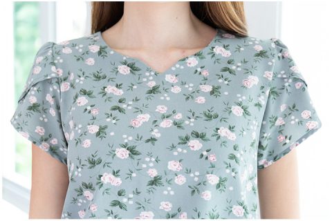 Alternative view of MT0202 Flora Petal Sleeve Blouse – Faded Green