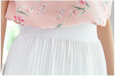 Alternative view of NK082 Classic Pleated Skirt – White