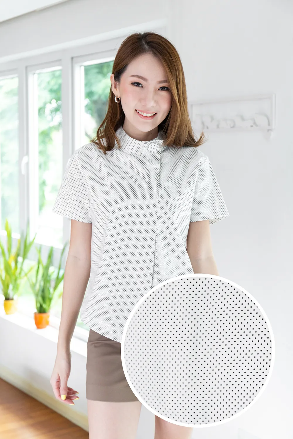 NT500 Asym Dot Crop Top – White
