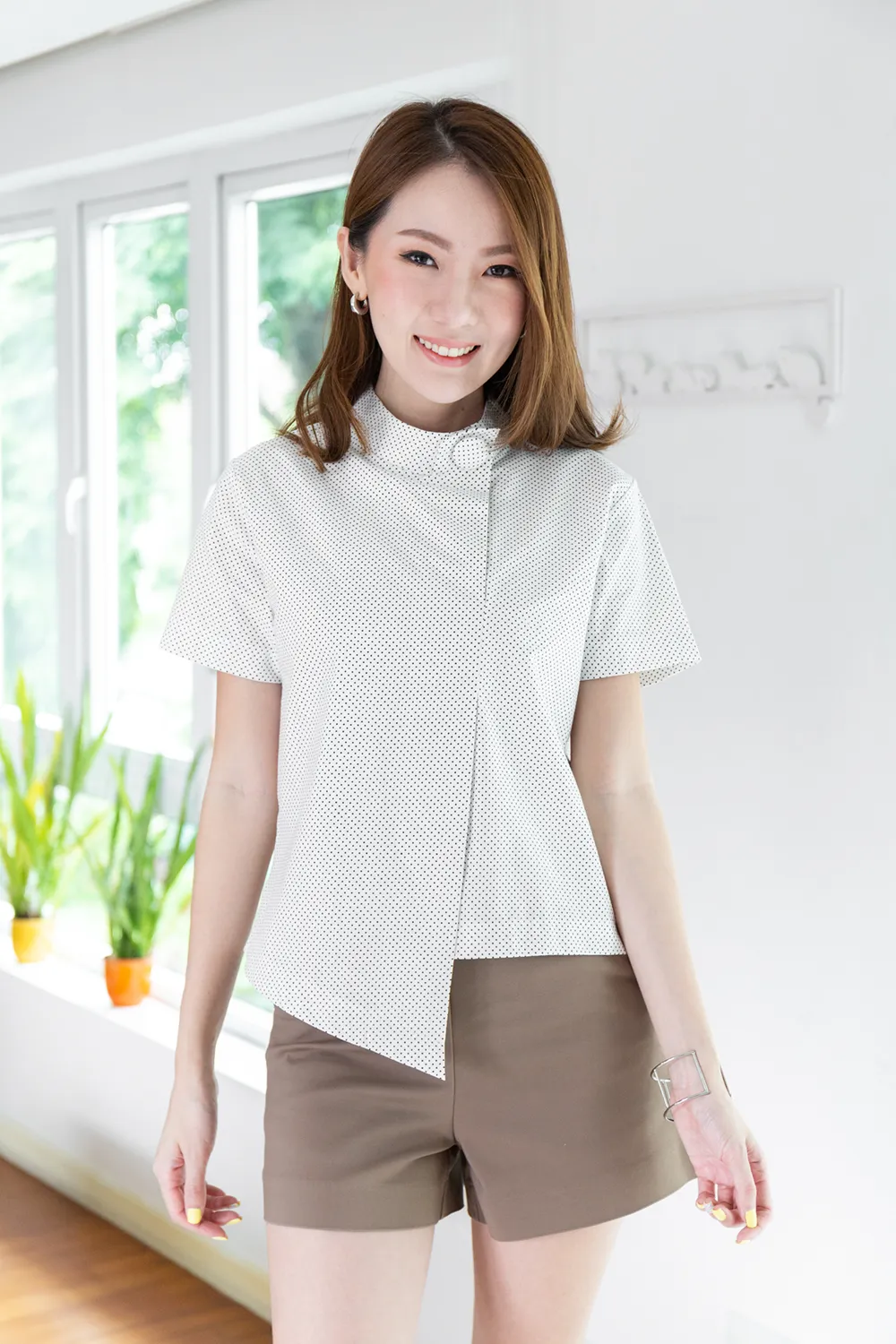 NT500 Asym Dot Crop Top – White - Image 10