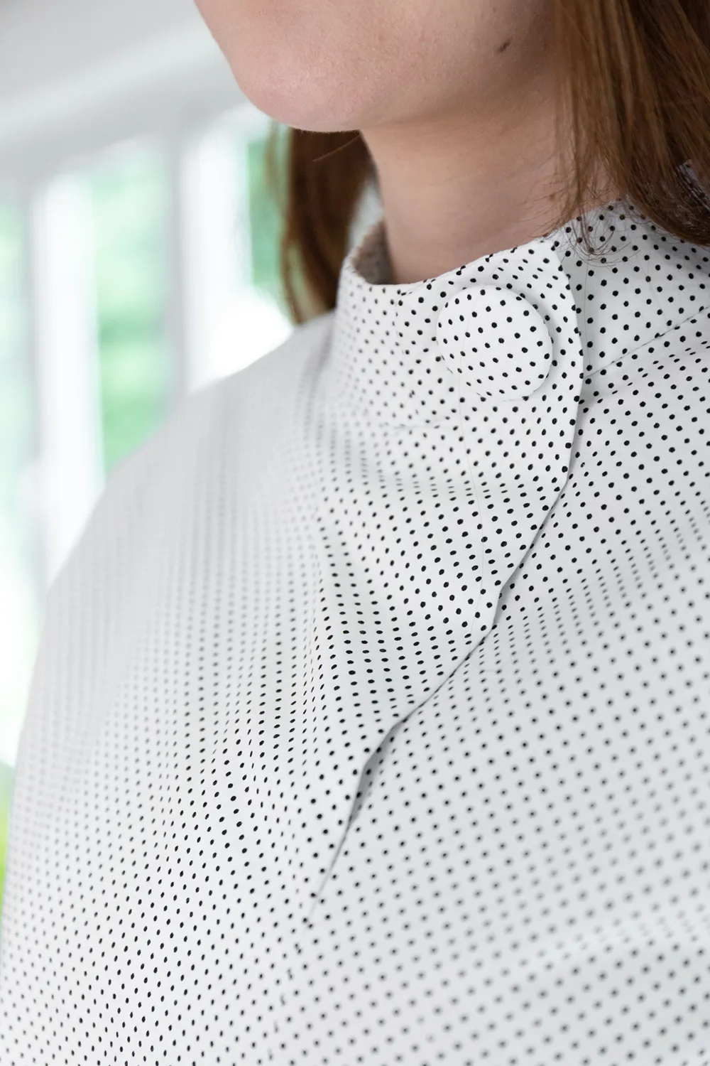 Alternative view of NT500 Asym Dot Crop Top – White