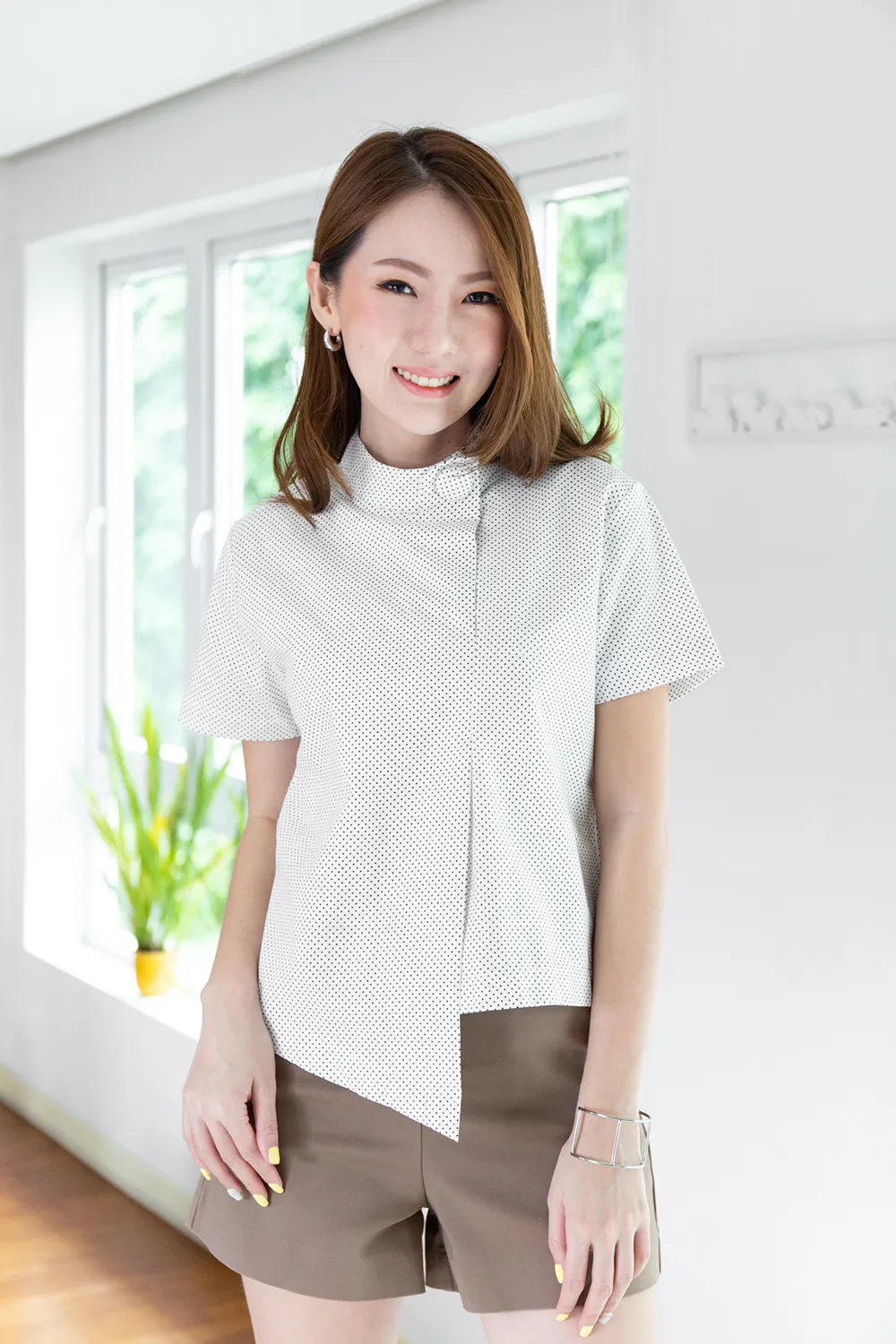 NT500 Asym Dot Crop Top – White - Image 8