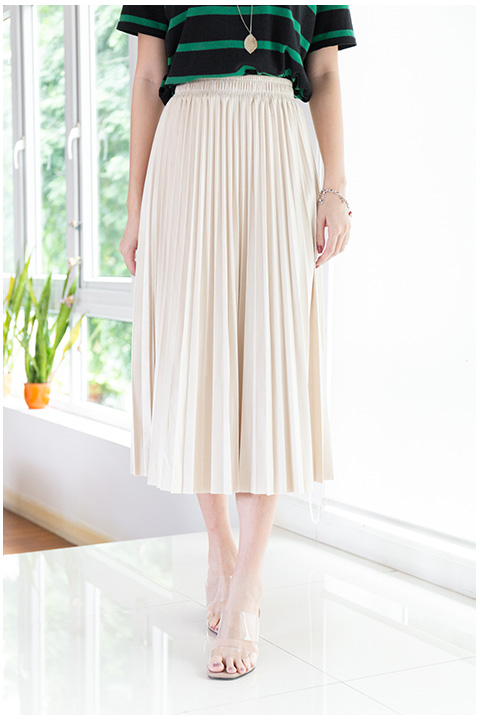 NK086 AW Pleated Skirt – Cream