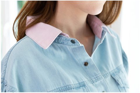 Alternative view of NT2248 Stripe Hem Crop Top – Denim Blue