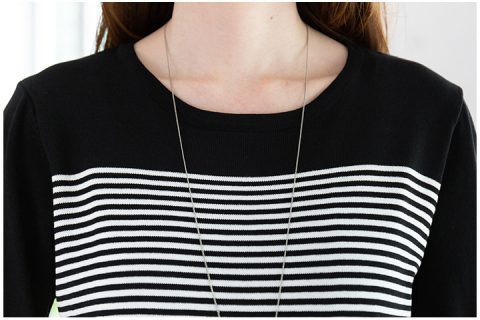 Alternative view of ND281 Stripe Knit Sack Dress – Black