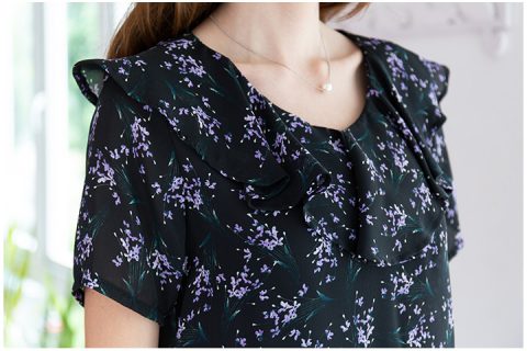 Alternative view of MT0801 Midnight Garden Ruffle Collar Blouse – Black