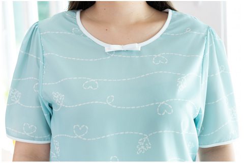 Alternative view of MT1010 Sweet Blouse with Bow Neckline – Mint