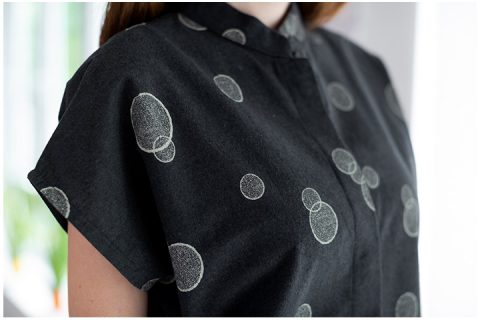 NT2291 Graphic Print Cotton Blouse – Charcoal - Image 2