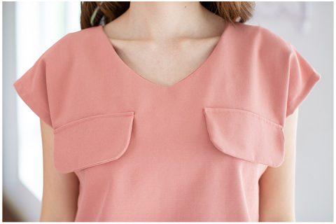 Alternative view of MT1900 Front Flap Sleeveless Blouse – Rose