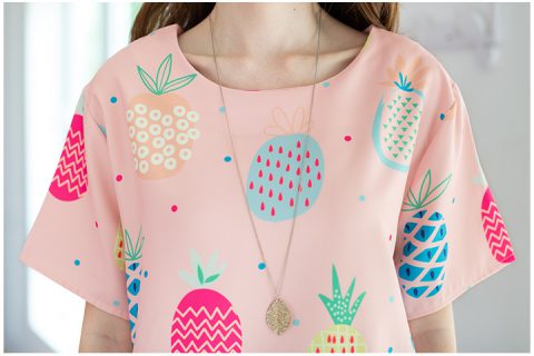 Alternative view of NT2300 Pineapple Print Blouse – Pink