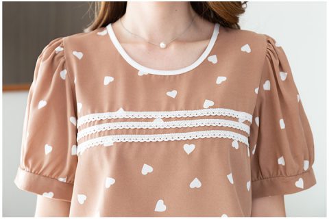 Alternative view of MT2103 Lace Line Balloon Sleeve Blouse – Sugar Brown