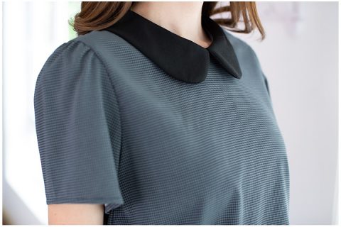 Alternative view of MT0101 Classic Peter Pan Collar Blouse – Bluish Grey