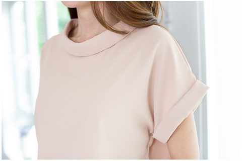 Alternative view of MT2514 Folded Collar Blouse – Nude Pink