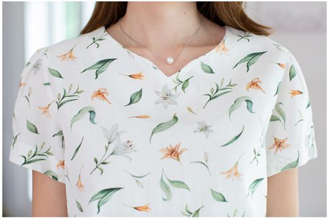 Alternative view of MT0206 Folded Sleeve Linen Blouse – Lily White