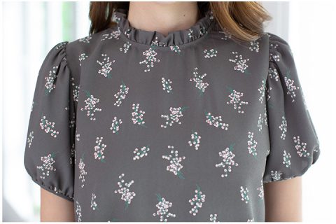 Alternative view of MT2710 Ruff Collar Chiffon Blouse – Grey