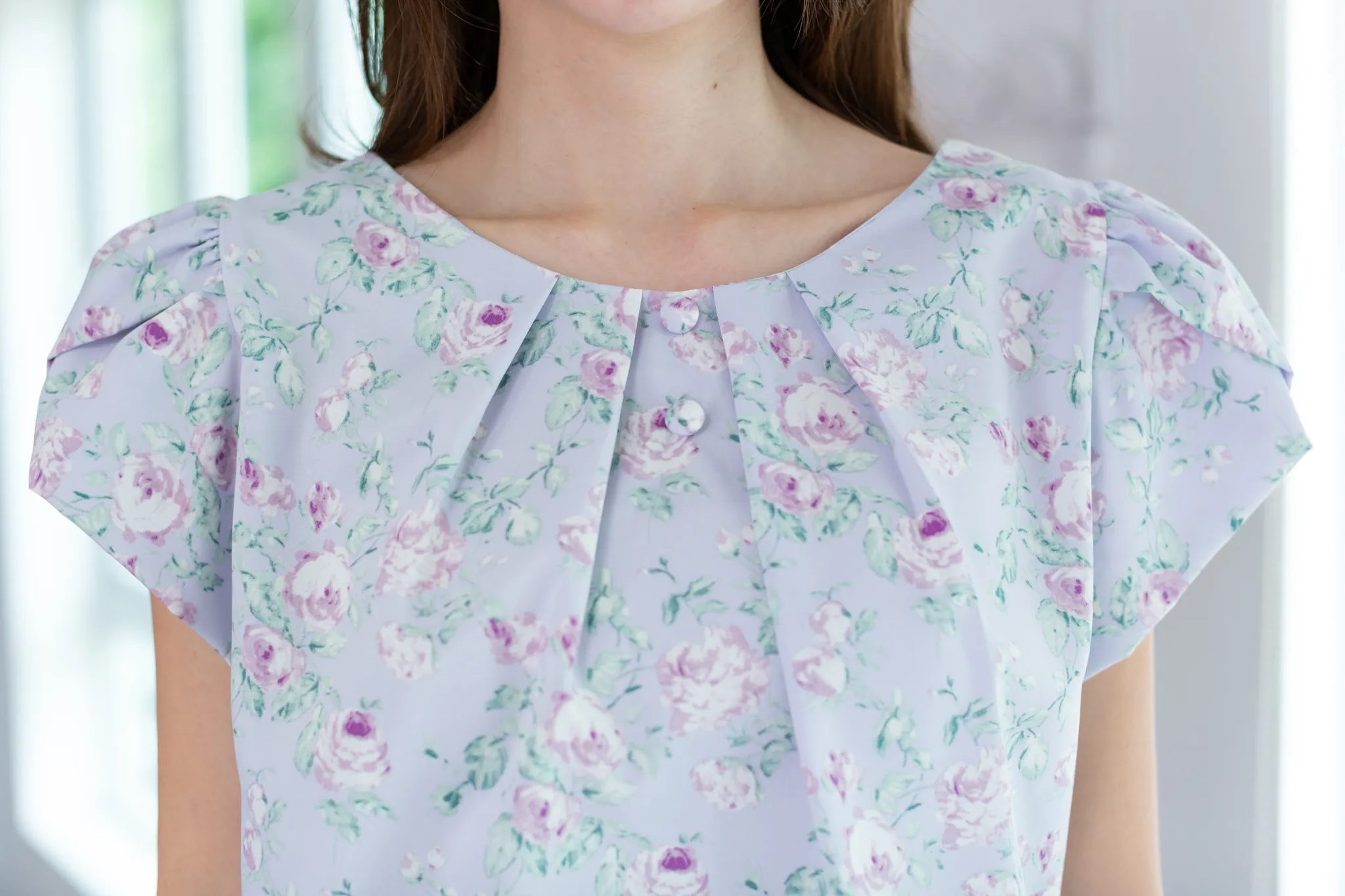 MT0503 Folded Neckline Rosie Blouse – Ice Lavender - Image 2