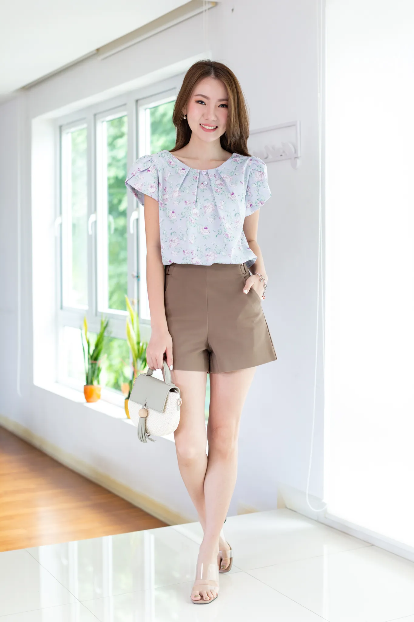 MT0503 Folded Neckline Rosie Blouse – Ice Lavender - Image 5