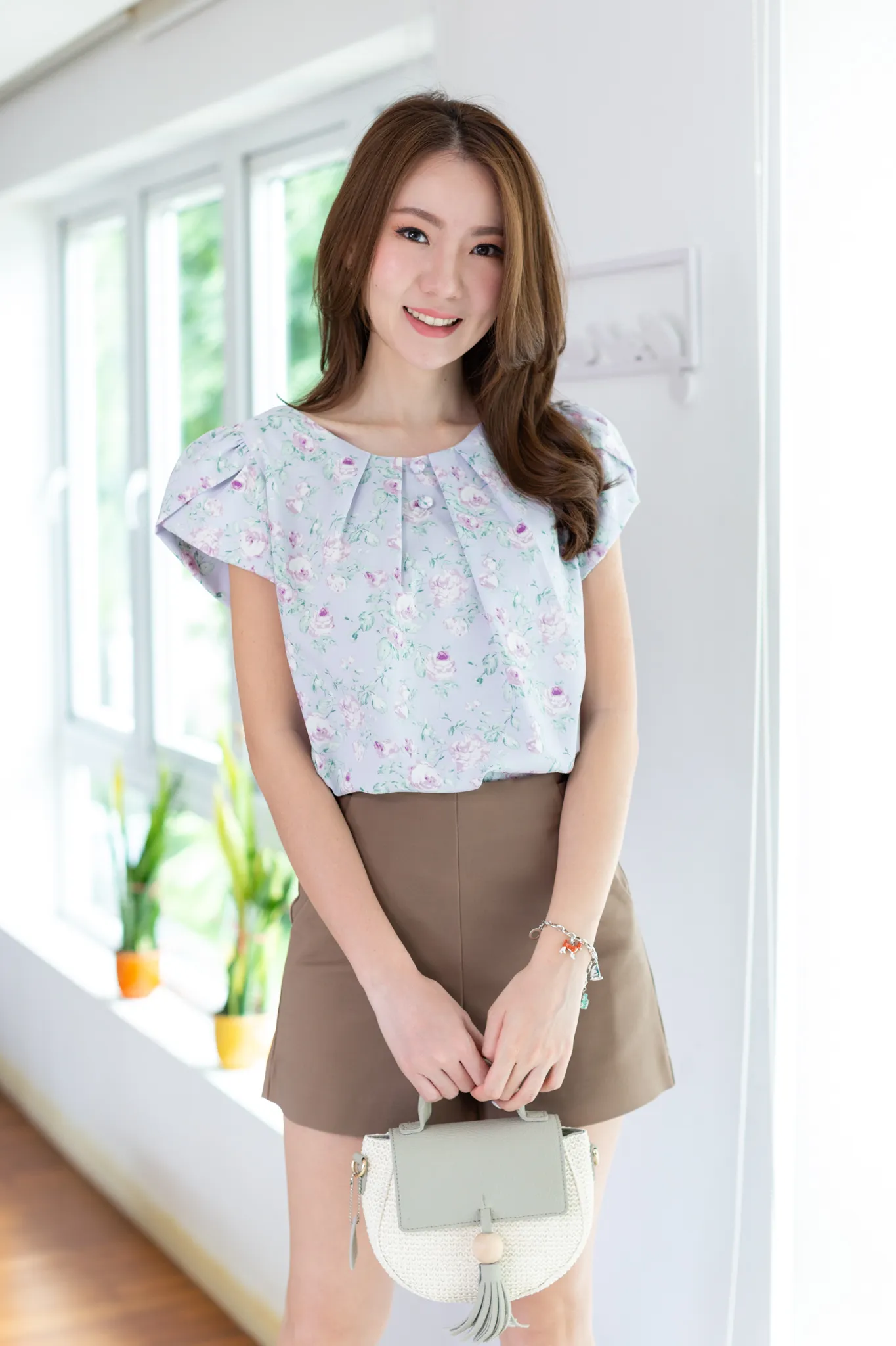 MT0503 Folded Neckline Rosie Blouse – Ice Lavender - Image 6