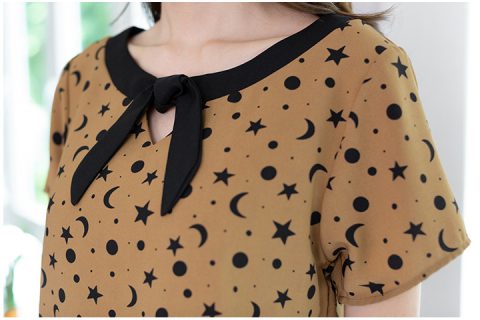 Alternative view of MT2001 Keyhole Neck Moon Blouse – Caramel Brown