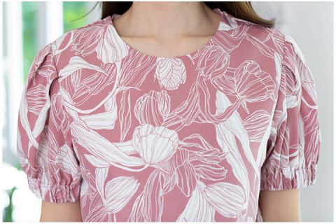 Alternative view of MT3016 Puff Sleeve Flower Blouse – Pink