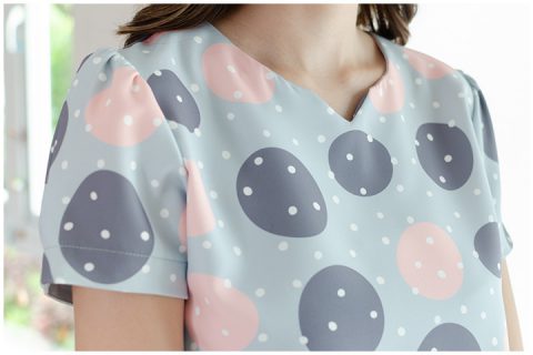 Alternative view of MT0206 Folded Sleeve Dot Blouse – Light Grey