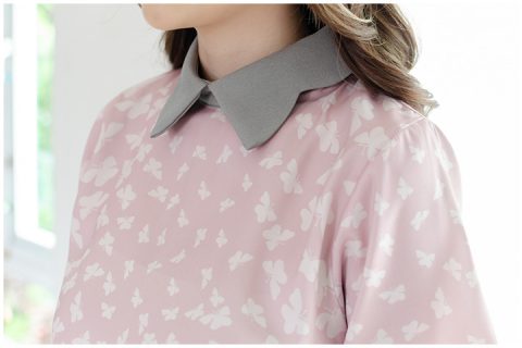 Alternative view of MT2901 Point Scallop Collar Satina Blouse – Butterfly Pink