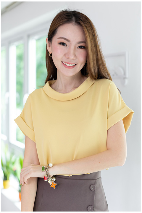 MT2514 Folded Collar Blouse – Custard Yellow