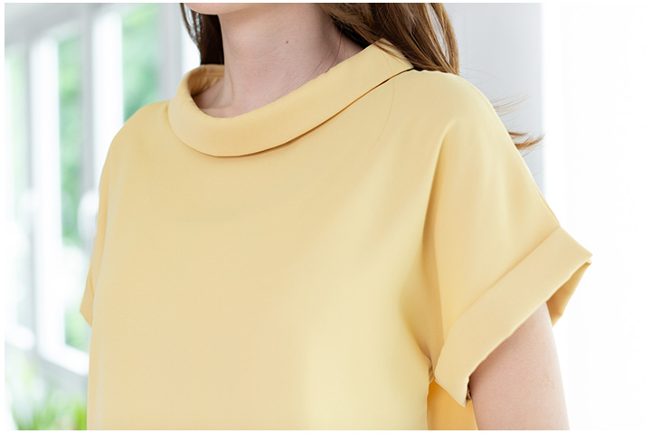 MT2514 Folded Collar Blouse – Custard Yellow - Image 2